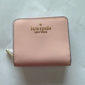Kate Spade Staci Small Zip Around Wallet Saffiano Leather Chalk Pink Blush NWT